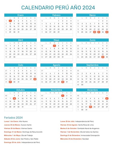 Calendario 2024 En El Peru Con Feriados Image To U
