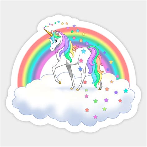 Pretty Rainbow Unicorn And Stars Unicorns Sticker Teepublic
