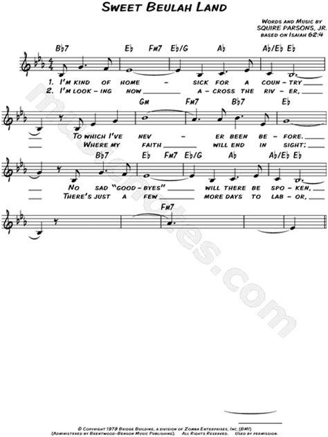 Shop the world's largest the related products tab shows you other products that you may also like, if you like sweet beulah land. Squire Parsons "Sweet Beulah Land" Sheet Music (Leadsheet ...
