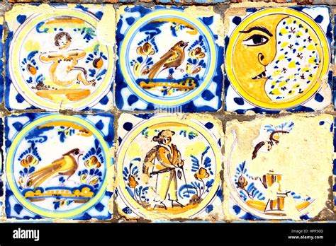 Old Moorish Ceramic Tiles Circa 17th Century Andalusia Spain Stock