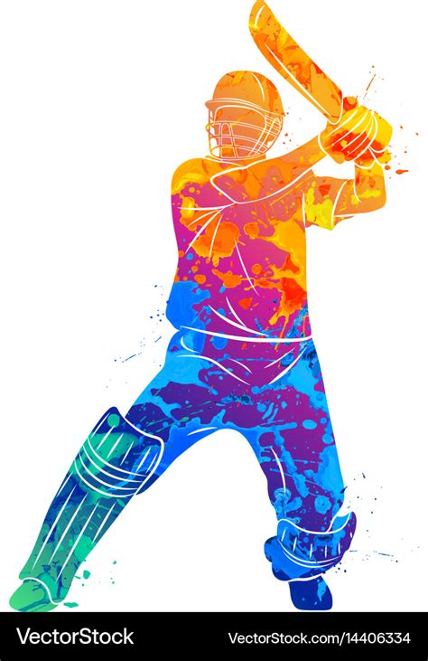 Abstract Batsman Playing Cricket Royalty Free Vector Image