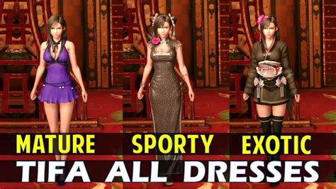 Mature Sporty And Exotic Dress Tifa All Outfit Comparison Final