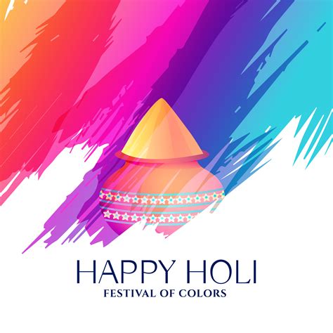 Stylish Happy Holi Colorful Backgorund With Matki Download Free