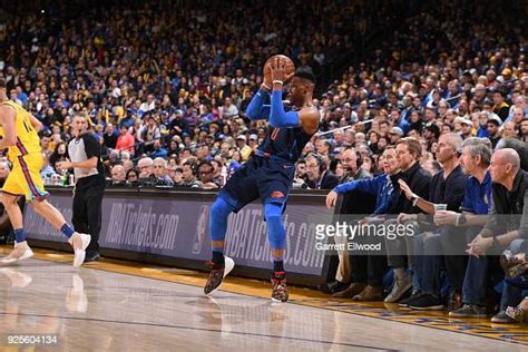 Russell Westbrook Of The Oklahoma City Thunder Saves The Ball From