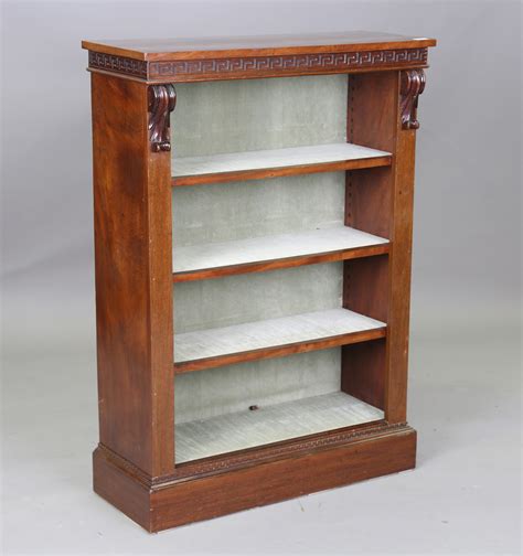 A Victorian Style Mahogany Open Bookcase With A Greek Key Frieze And