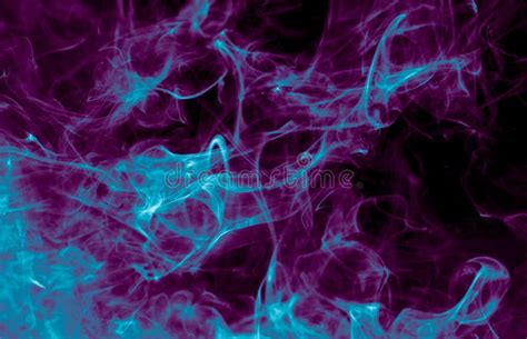 Purple And Blue Smoke Isolated On Black Background Abstraction Stock