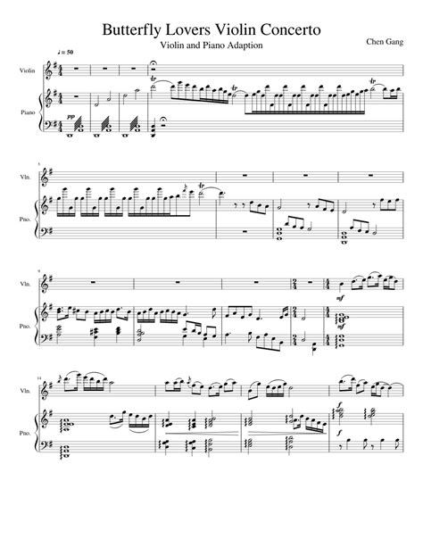 butterfly lovers wip sheet music for piano violin mixed duet