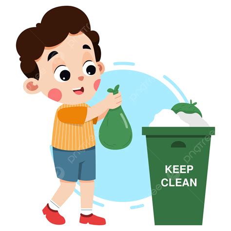 Anak Buang Sampah Ke Tempat Melemparkan Sampah Jaga Kebersihan Png