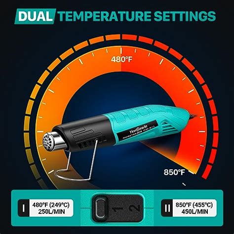 Yeegewin Heat Gun 380w Fast Heat Mini Hot Air Gun With 2 Temp Settings