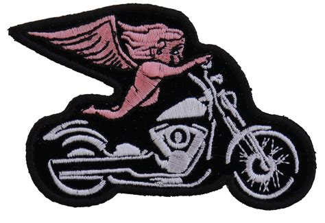 Pink Biker Angel On Motorcycle Patch Biker Patches Thecheapplace
