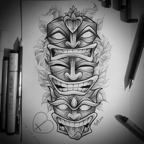 Tiki Totem Illustration For Tattoo Tim Van Horn Tvh Tiki Tattoo
