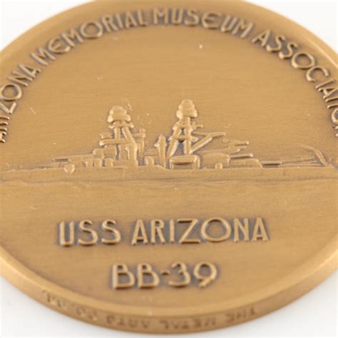 Pearl Harbor Uss Arizona Commemorative Brass Medal Ebth