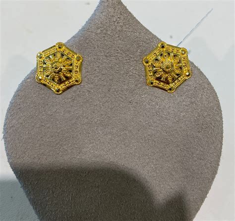 22ct Gold Bridal Filigree Stud Earring Available Online In UK