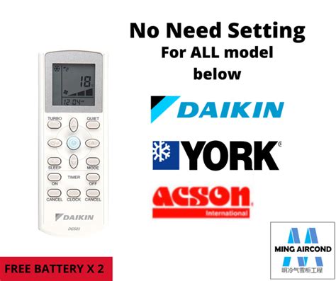Remote Control Aircond Daikin York Acson No Need Setting Lazada
