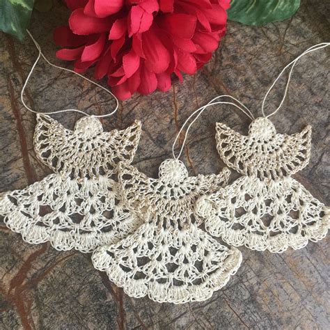 Crocheted Angel Ornaments For Christmas Etsy Handmade Etsy Crochet