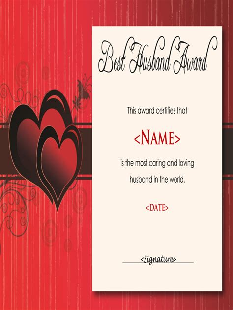 Free Printable Best Husband Certificate Printable Templates