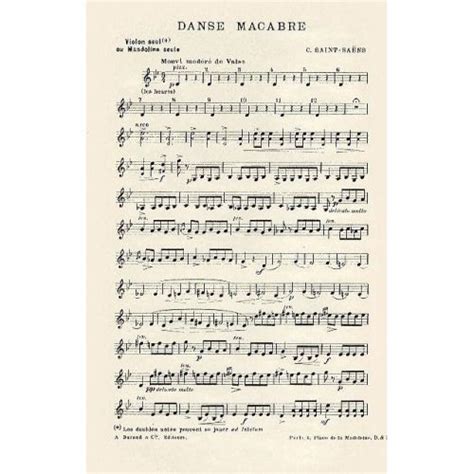 Sheet Music Saint Saens C Danse Macabre Violon Seul Violin