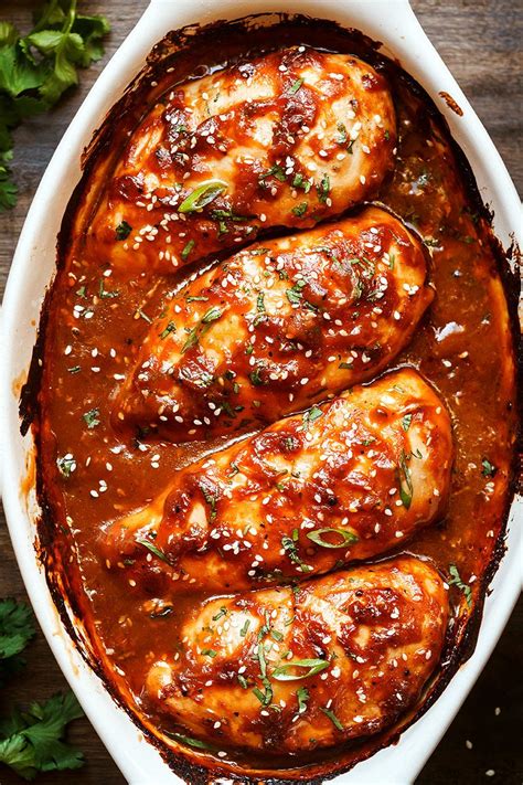 Chicken breast is so easy. Baked Chicken Breasts with Sticky Honey Sriracha Sauce — Eatwell101