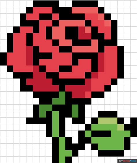 How To Draw A Rose Pixel Art Really Easy Drawing Tutorial