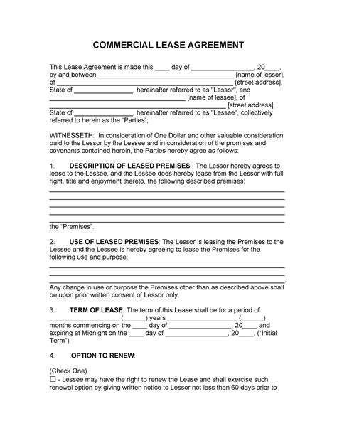 Free Commercial Lease Agreement Ontario Template Printable Templates