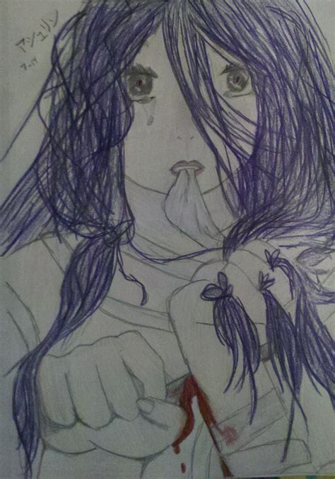 Sad Anime Girl Cutting Purple Hair My Shitty Art Pinterest My