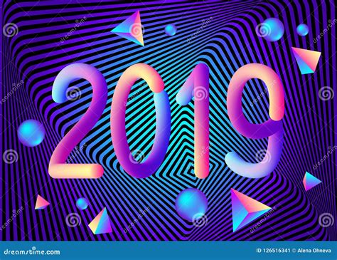 2019 New Year Abstract Geometric Background With Colorful 3d Stock