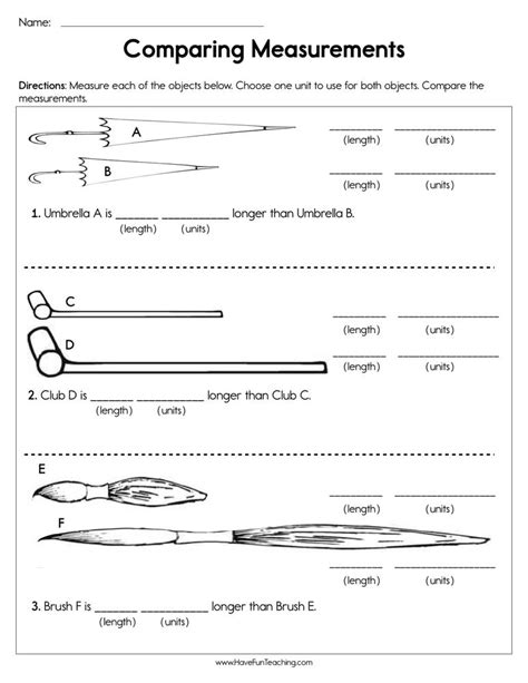 Comparing Object Lengths Worksheet Have Fun Teaching
