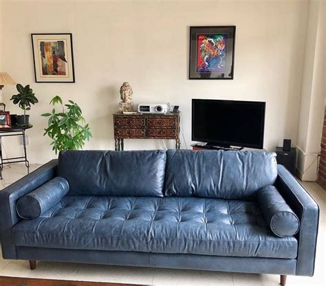 Sven Oxford Blue Sofa Leather Couches Living Room Blue Leather Sofa