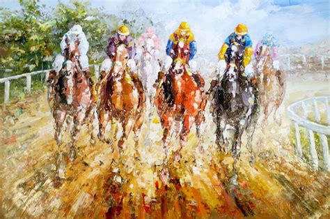 Horse Racing Original Oil Painting On Canvas Signed Oil Etsy