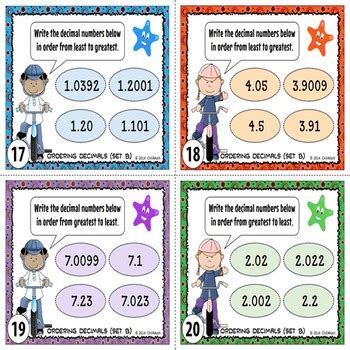 Ordering Decimals Task Cards By ChiliMath TPT