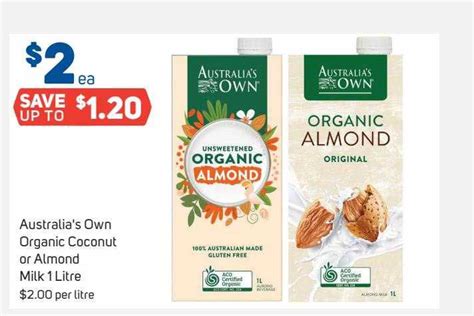 Australias Own Organic Coconut Or Almond Milk 1 Litre Offer At