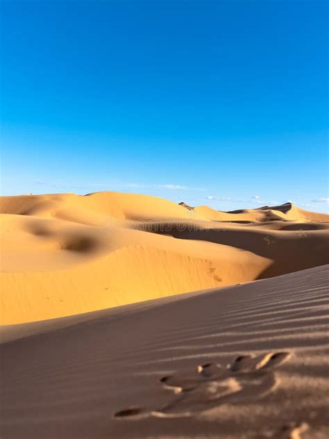 Hand Footprint In The Sand Dune Sahara Desert Of Algeria Stock Photo