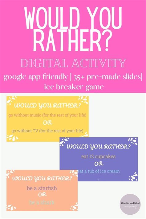 Icebreaker Activity Digital Version Would You Rather