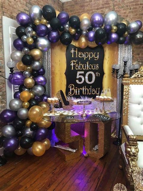 50th Fabulous Birthday Backdrop Banner In 2020 Purple Birthday Party