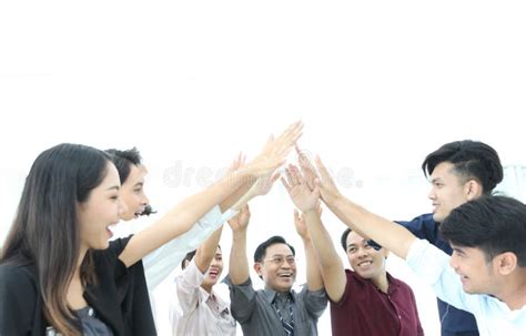 Teamwork High Five As Team Together Hands Stock Image Image Of