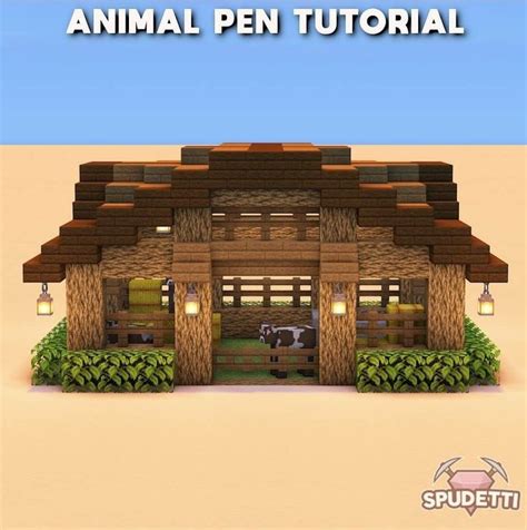 Animal Pen Tutorial Minecraft Minecraft Houses Minecraft