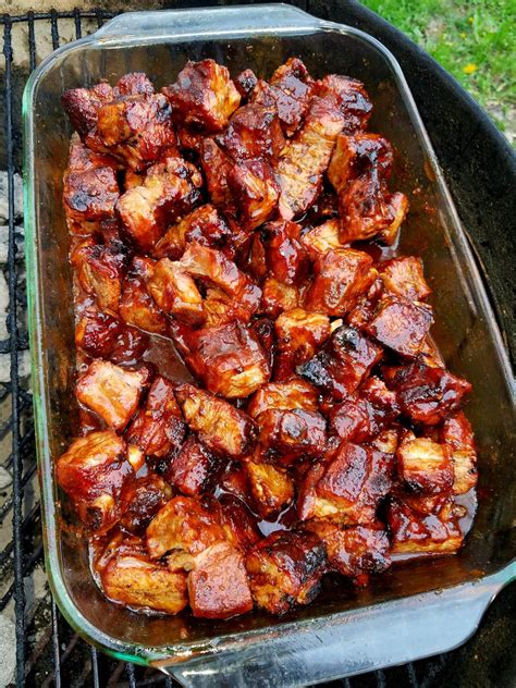 Go higher than 265 degrees f., and the sugar in the rub will burn. Rib tips smoked over applewood sauced then caramelized ...