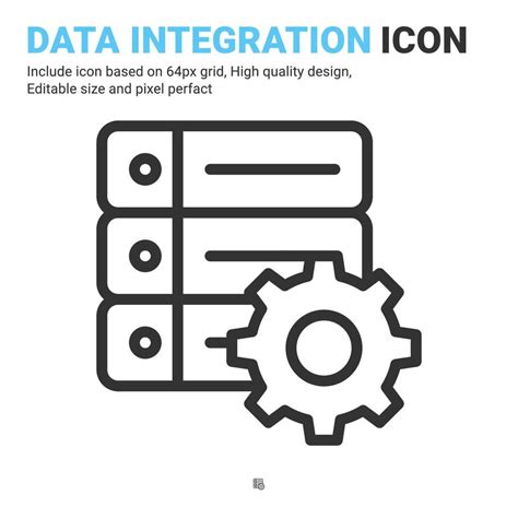 Data Integration Icon Vector With Outline Style Isolated On White