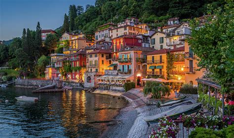 Scenic View In The Beautiful Varenna In The Evening On Lake Como
