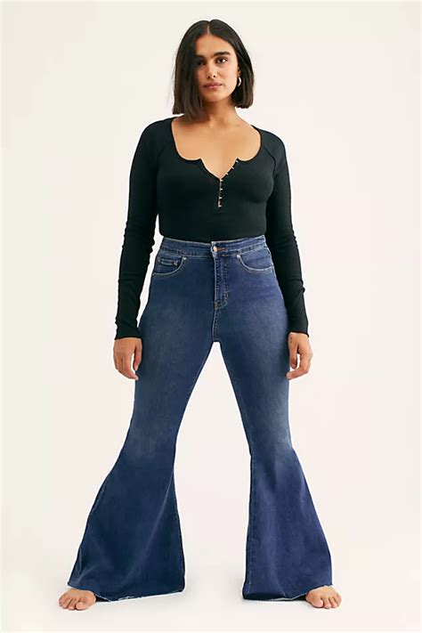 Crvy Super High Rise Lace Up Flare Jeans Free People Uk