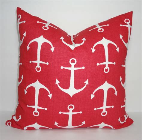 New Red And White Anchor Pillow Cover Red Anchor Nautical Pillow