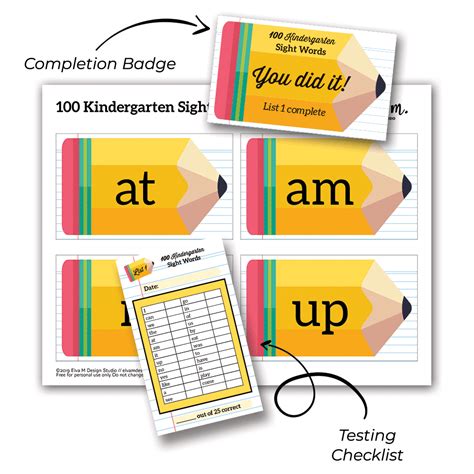 100 Kindergarten Sight Words Printable Flash Cards Paris Corporation