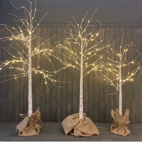 Led Birch Effect Tree 120cm Christmas Decorations Light Up