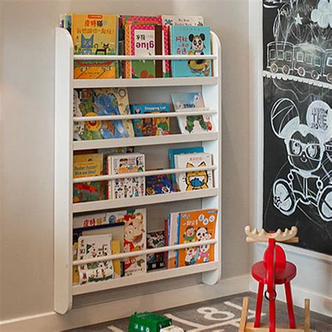 Kids Bookshelf Solid Wood Picture Bookshelf Wall Mounted Baby Bookcase