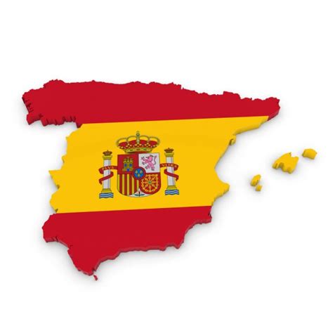 Spaniens flagga antogs den 19 juli 1927, men en liknande örlogsflagga hade varit i bruk till havs sedan 1785. Karta över Spanien i spansk flagg färger — Stockfoto ...