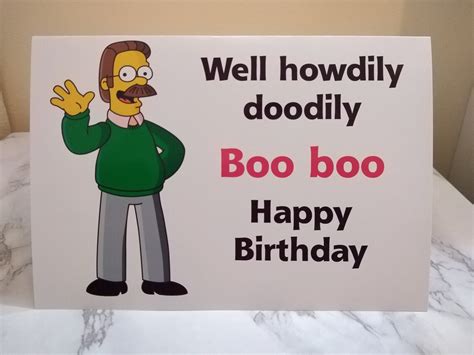 Ned Flanders Simpsons Birthday Card Personalised With Etsy