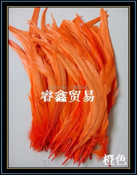 Wholesale 100pcs Natural Rooster Tail Hair Orange 30 35 Cm 12 14 Inches In Feather From Home
