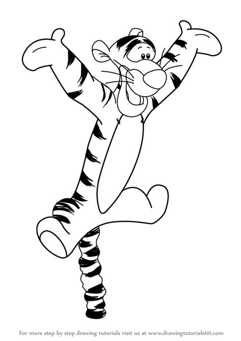 Next, extend a long, curved line beneath the head and double it back upon itself to enclose the pudgy body. Tigger is one of the major lead characters of the series ...