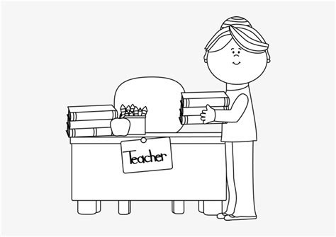 Download Teacher Desk Clipart Black And White Letters Teacher Book