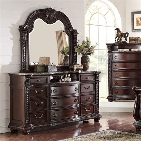 Crown Mark Stanley Bedroom Traditional Dresser And Mirror Set Value